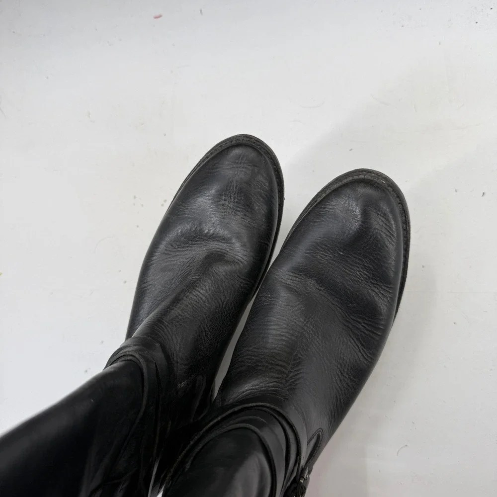 FRYE Melissa Button Lug Equestrian Inspired Tall Boots Black Women's Size 8 B